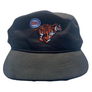 Vintage Black Esso Tiger Trucker Hat Snapback
